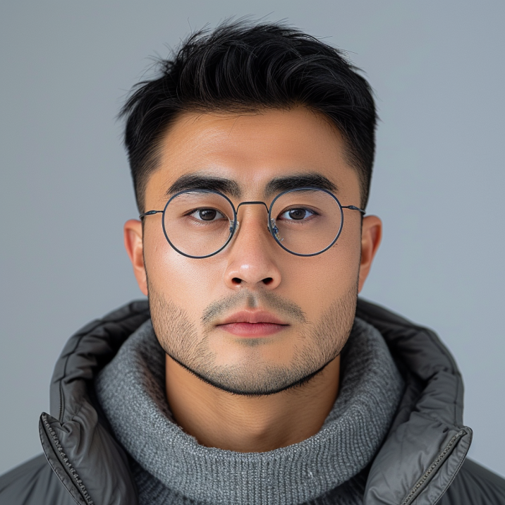 Serious Neoism Bian Jingzhao in Gray Sweater and Glasses iFoto
