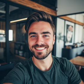Smiling Dutch Male Model in Artistic Room - Arbeitsrat für Kunst by Derek Zabrocki