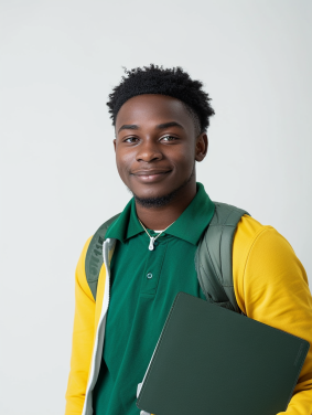 Smiling Mauritanian Male Model Embracing Opportunity in Green Environment
