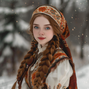 Snow Queen: Anna Hotchkis Embraces Folk Tradition in Colorized Winter Portrait