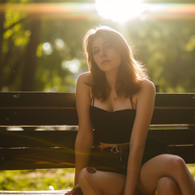 Sultry Elegance: Arabella's Moment in the Sunlit Park