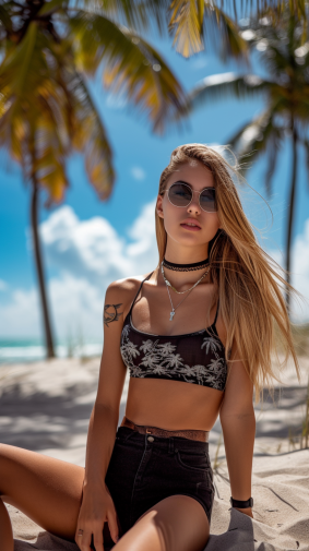 Sultry Sands: Aramenta Dianthe Vail's Tropical Chic in Turkish Underwear