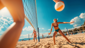 Sun-Kissed Serve: Fitness Fun on the French Shore, a Tilt Shift View