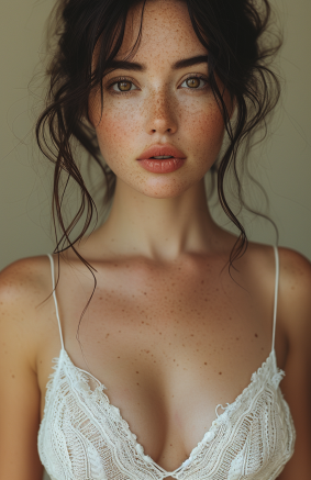 Sunkissed Elegance: Elina Karimova's Rococo Portrait in Freckled Beauty