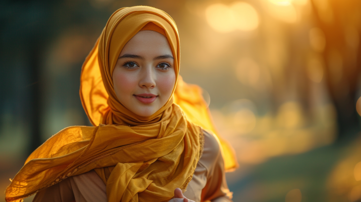 Sunset Serenity: Iranian Fitness Model Poses in Park at Dusk, Radiant ...