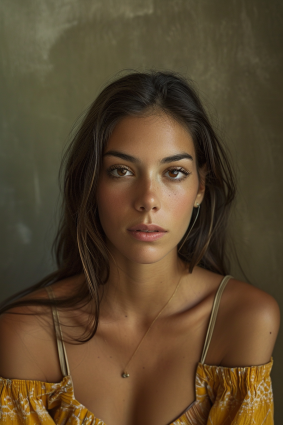 Symmetric Elegance: Mexican Portrait in Yellow