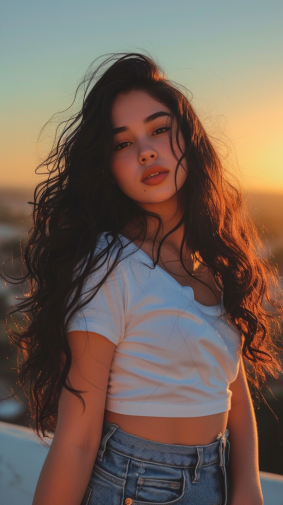 Twilight Dreams: Neo-Romanticism Portrait of Samoan Young Model with Windblown Hair