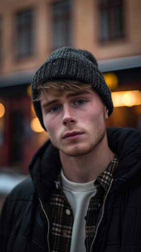 Urban Elegance: Ásgrímur Jónsson Captured by Kai Carpenter on a Stylish Street Corner